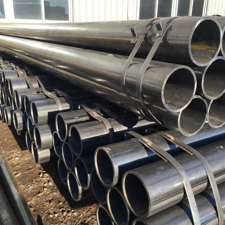 Black ERW Round Steel Pipes Carbon Material Hot Rolled